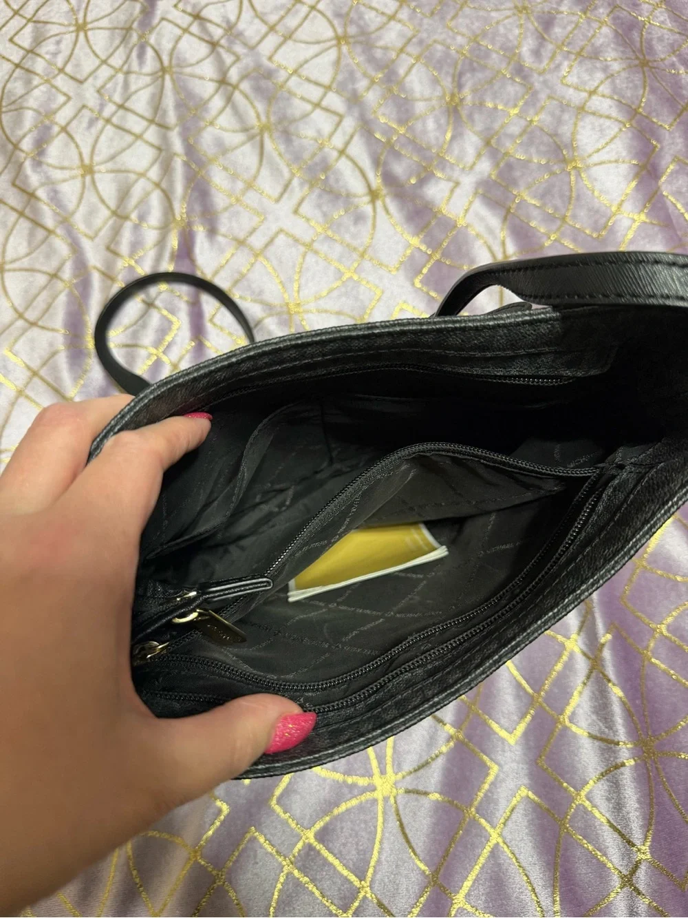 💥 Michael Kors Black MK Logo Bag with Gold Accents
